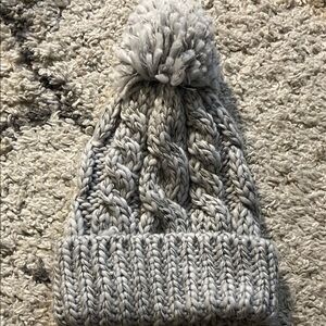 Cozy Gray Knit Pom-Pom Hat